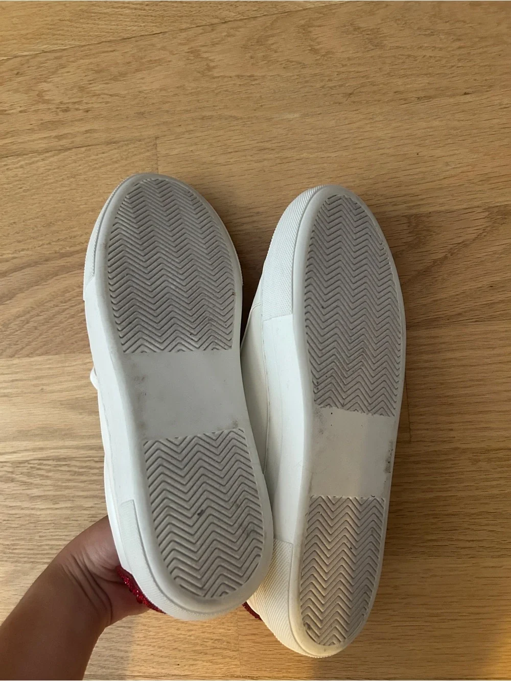 Betsey Johnson White Sneakers with Red Heart Accent
